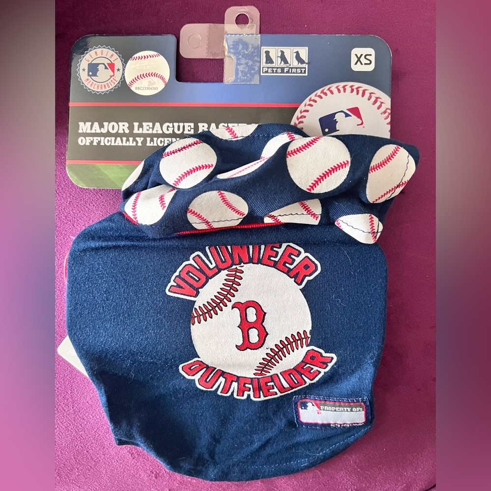 Xsmall MLB Red Sox dog tank top with bandana